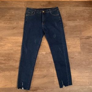 Shein High Rise Distressed Jeans - Large
